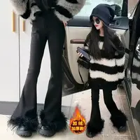 女童加绒裤子秋冬款2025新款大童一绒卫裤冬季韩系