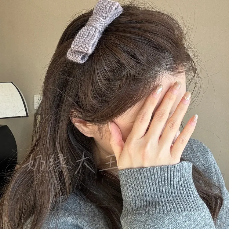 秋冬毛线蝴蝶结香蕉夹～小清新高马尾后脑勺竖夹简约气质发饰
