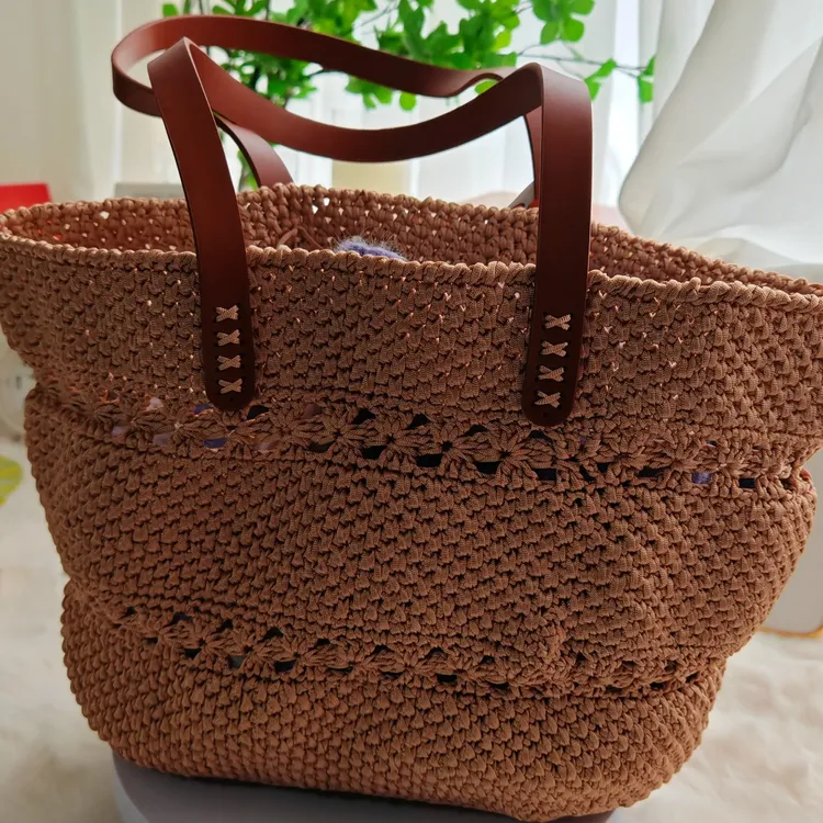 四叶草大号菜篮子包包纯手工编织成品