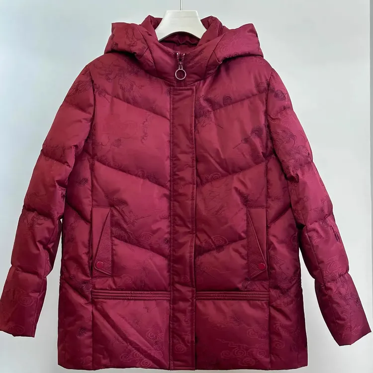 中老年妈妈装25新品妈妈装外套提花暗纹厚款棉服外套