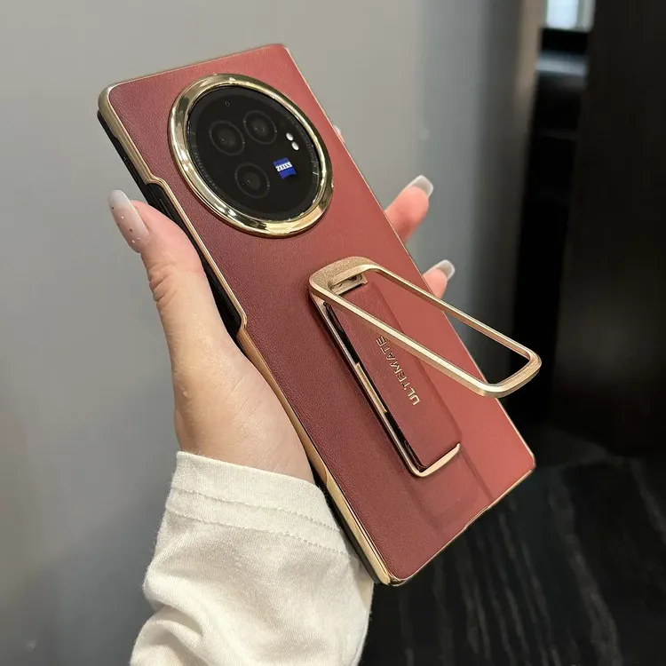 单后壳适用vivoxfold3手机壳xfold3pro电镀素皮腕带支架保护套男