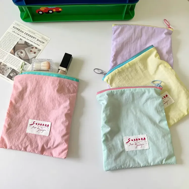 马卡龙收纳包韩版ins可爱风撞色薄款零钱包卡通外出便携杂物卡LJ