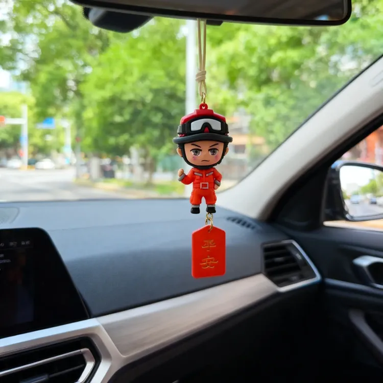 动漫警察交警车载后视镜挂件消防创意手工车挂平安礼物车载装饰