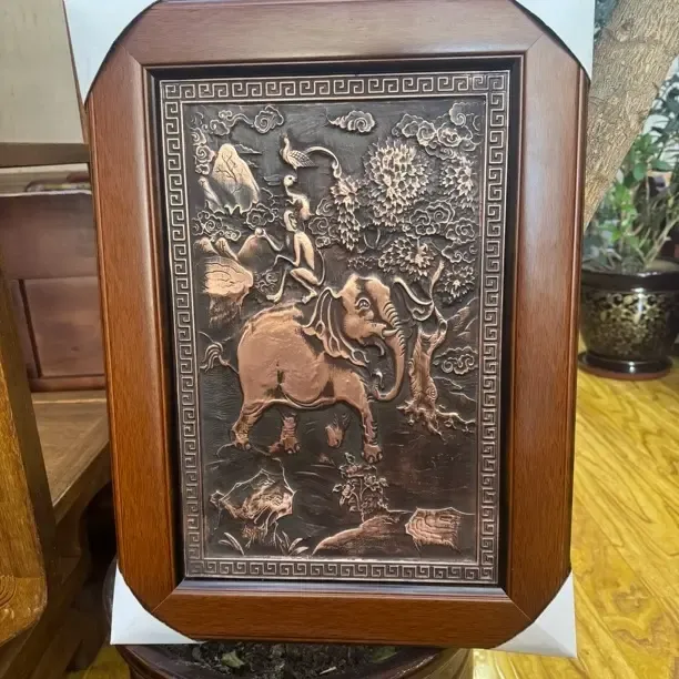 铜板挂画吉祥四瑞高54cm宽39cm