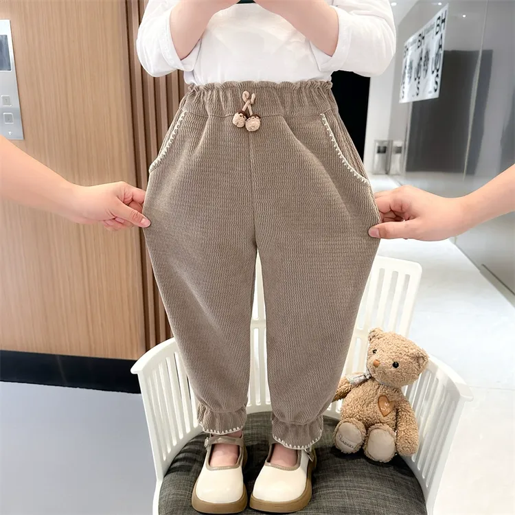 女童春秋裤子2025新款儿童装女孩秋冬加绒裤女宝宝洋气休闲裤秋季