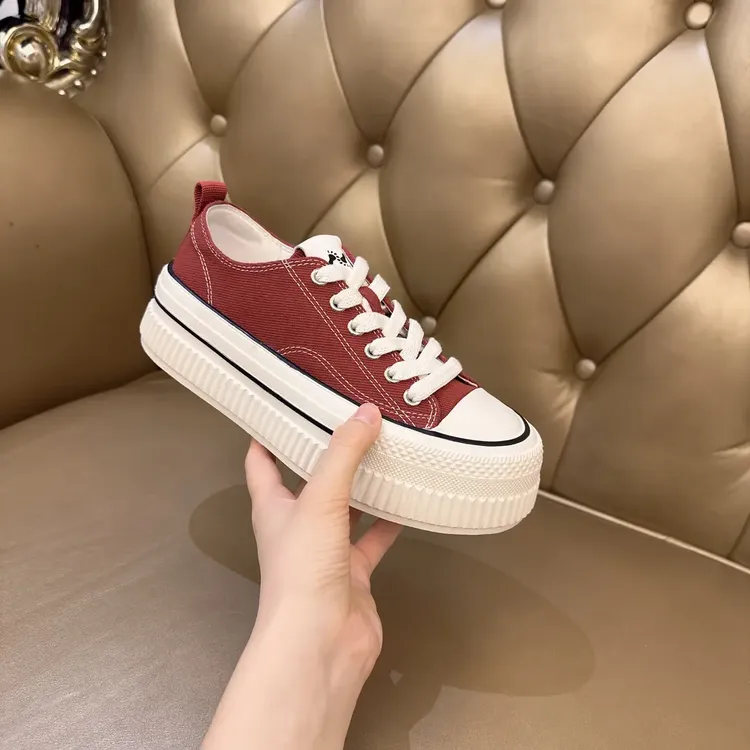 二代高版本彩虹线条饼干鞋4.5CM轻便百搭休闲薄款软底低帮帆布鞋