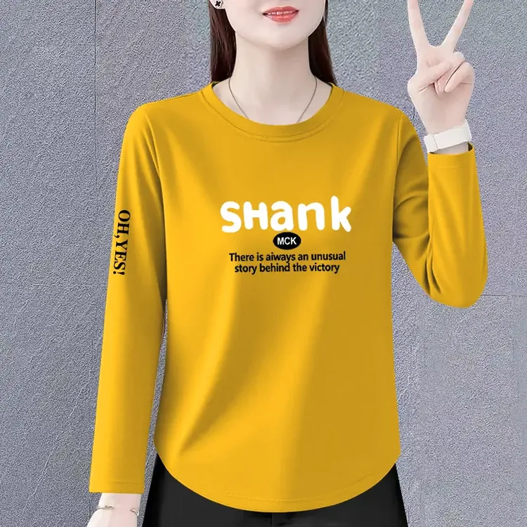 秋季女装2025年新款中年妈妈纯棉长袖打底衫女宽松内搭体t恤上衣