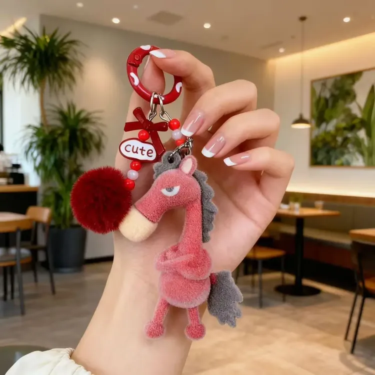 2026马年新款黑马毛绒公仔天选钥匙扣高冷挂件吉祥物包包挂饰