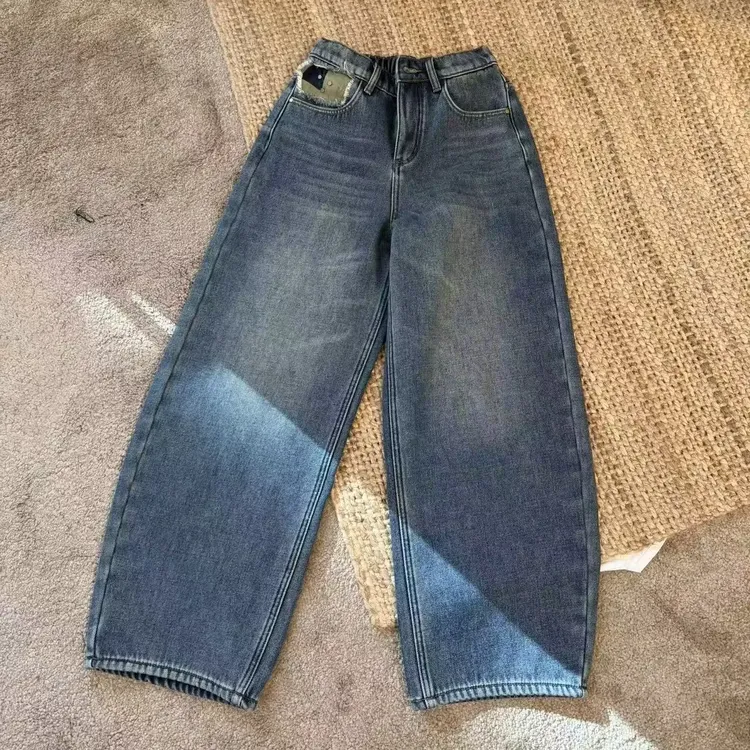 88053-秋冬新款韩版中腰牛仔裤直筒裤休闲垂感水洗