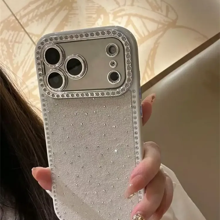 ins小众点钻白边框绒布满天星适用iPhone17promax手机壳16pro个性