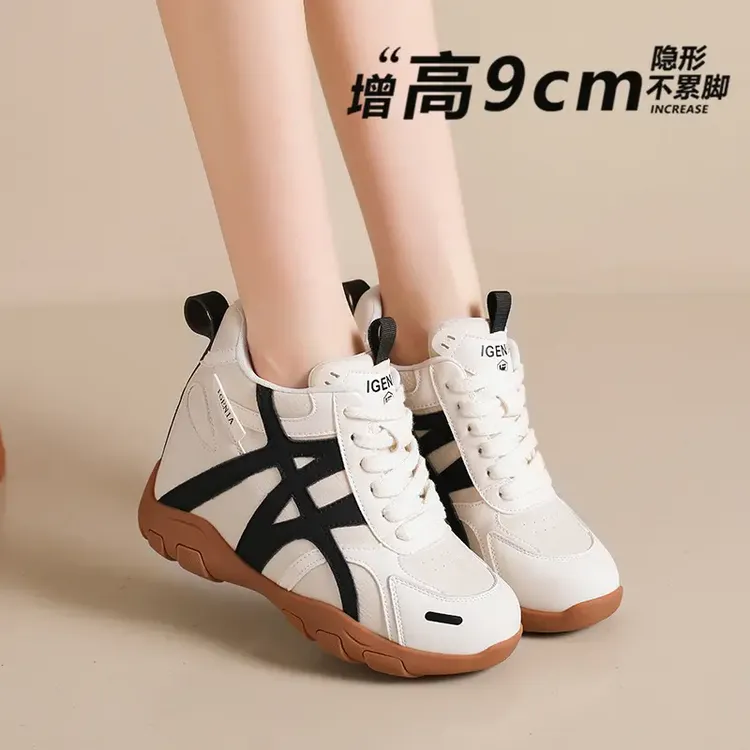 阿甘鞋女运动软底2025厚底新款复古百搭德训鞋爆款隐形内增高女鞋