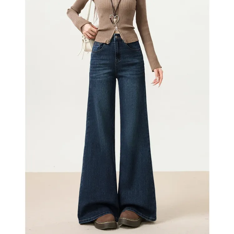 时尚不贴腿微喇牛仔裤女2025新款高腰秋季弹力喇叭裤