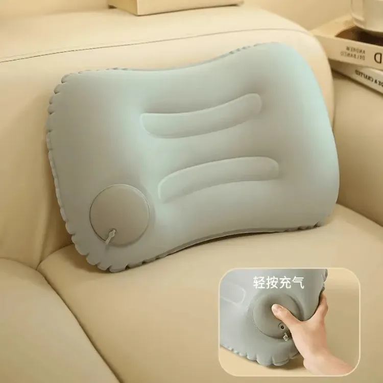 按压充气枕旅行办公午休枕便捷可折叠枕开车办公室卧室护腰垫神器