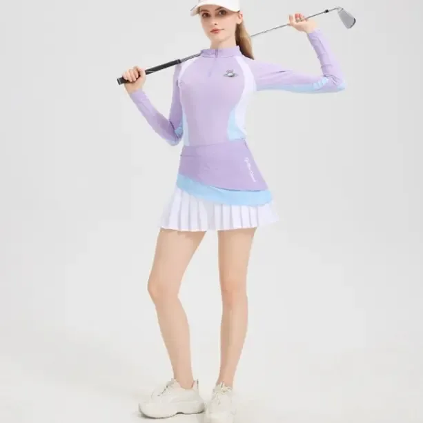 GolfeePerSe高尔夫女装春夏速干弹力长袖上衣搭配短裙裤