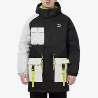 Puma/彪马冬季男子休闲拼接保暖连帽中长羽绒服时尚舒适534676