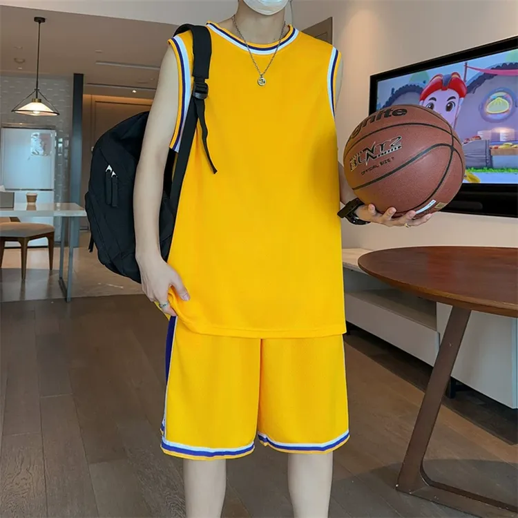 篮球服套装男无袖T恤夏季比赛训练服青少年运动速干背心五分中裤