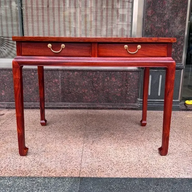 缅甸花梨木书桌儿童学习桌中国风榫卯书桌单个艺术风格型写字台