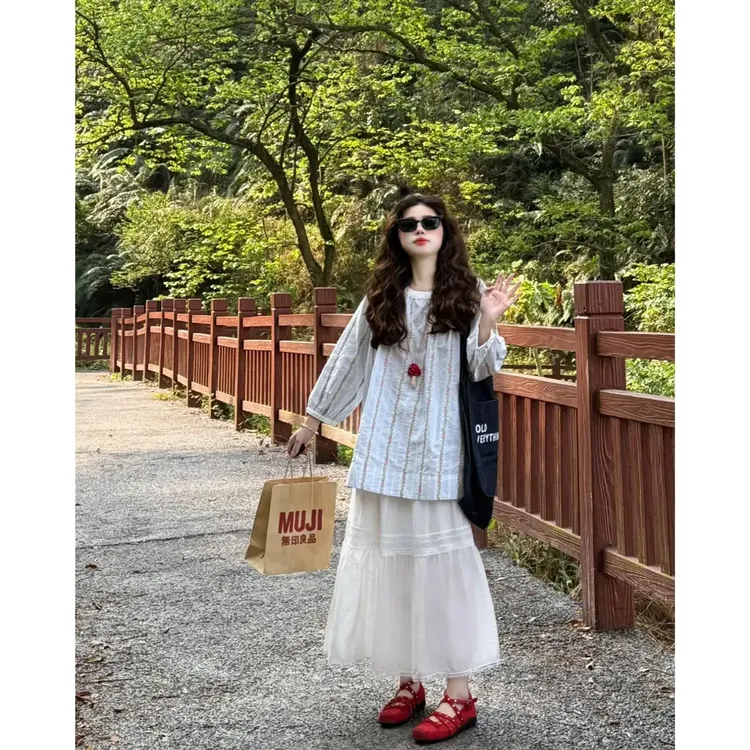 2025夏季新款搭配一整套设计感衬衫上衣女高腰半身裙气质两件套潮