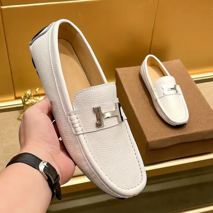 2025夏季商务潮流豆豆鞋男纯色软底休闲鞋一脚蹬透气懒人驾车皮鞋