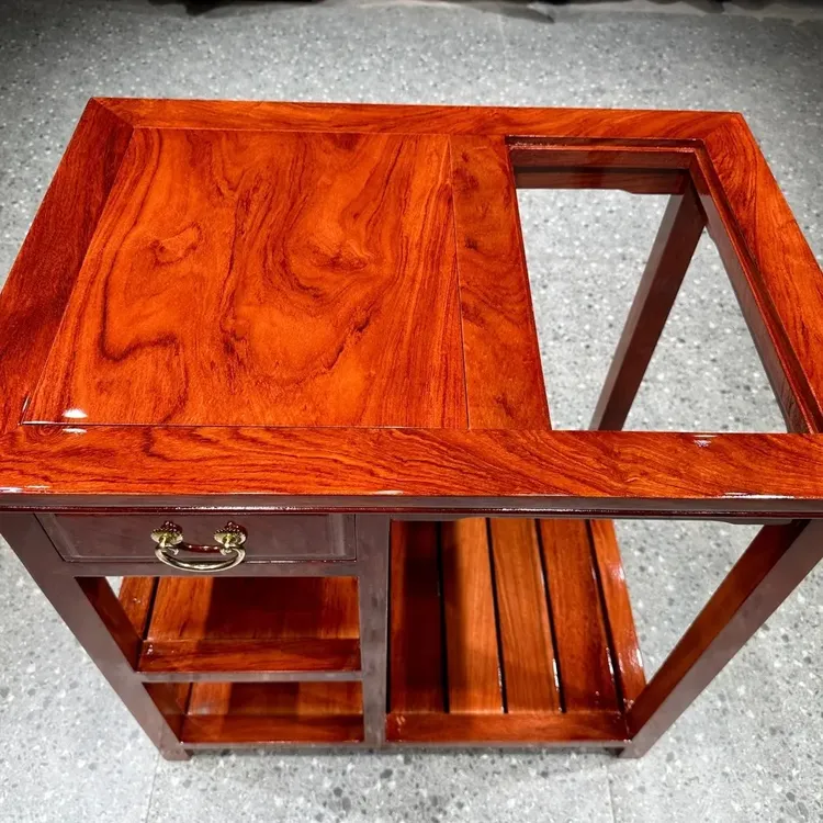 巴花实木茶水柜储物柜新中式禅意家用办公茶盘边柜