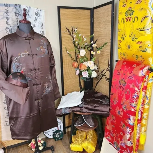 中式山水苏绣七件套
