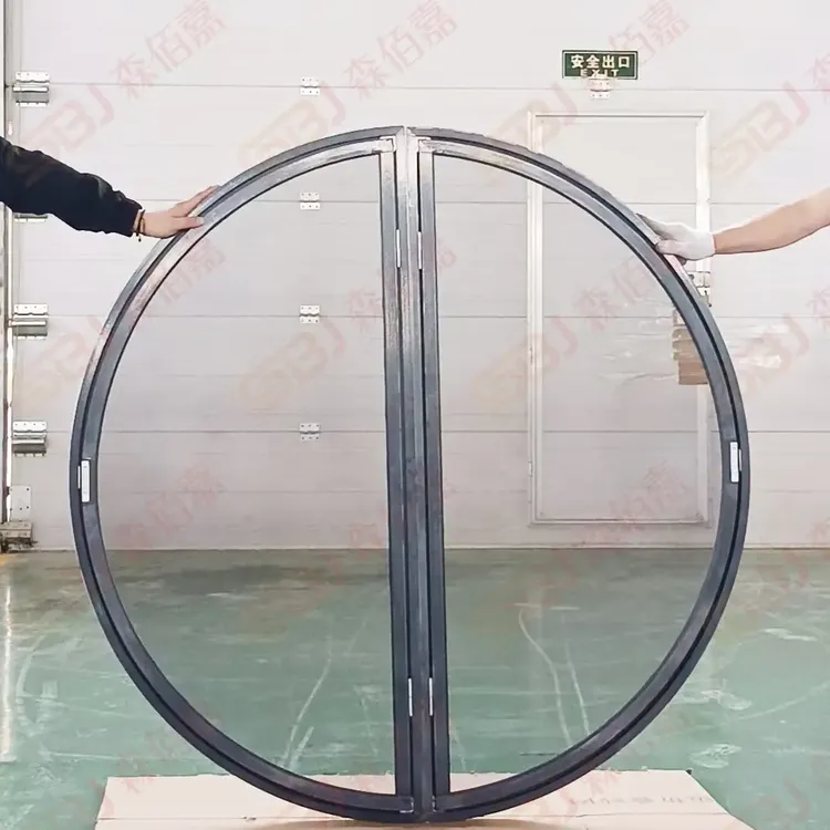 中轴旋转圆窗月亮窗室内防窥圆形玻璃窗阁楼景观艺术窗