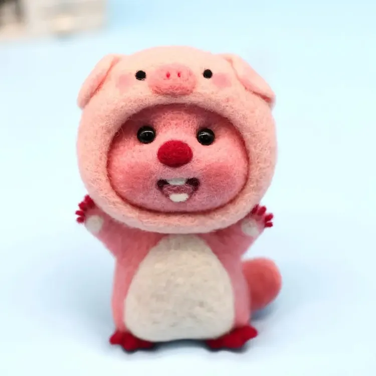 羊毛毡戳戳乐手工DIY材料包小海狸背影果赖材料挂件diy钥匙扣G289