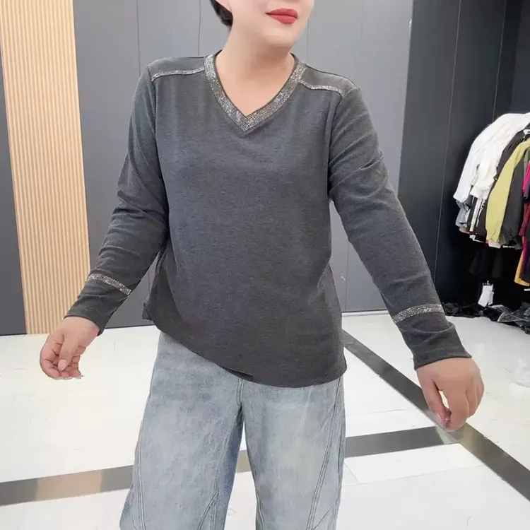 旭3191秋冬时尚百搭纯色烫砖保暖长袖打底衫GL
