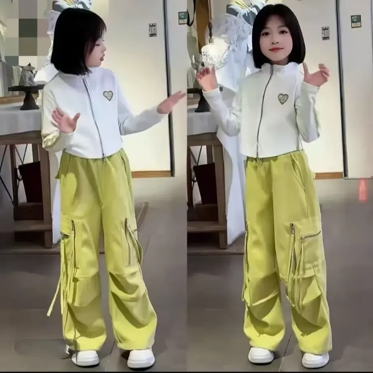 女童春装套装2025新款儿童春秋款女大童休闲洋气女孩工装裤两件套