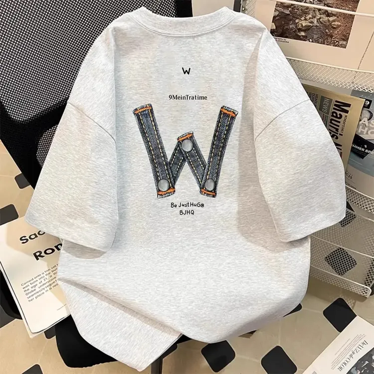 2025新款潮牌重磅纯棉短袖T恤男圆领上衣印花潮牌简约高级感男装