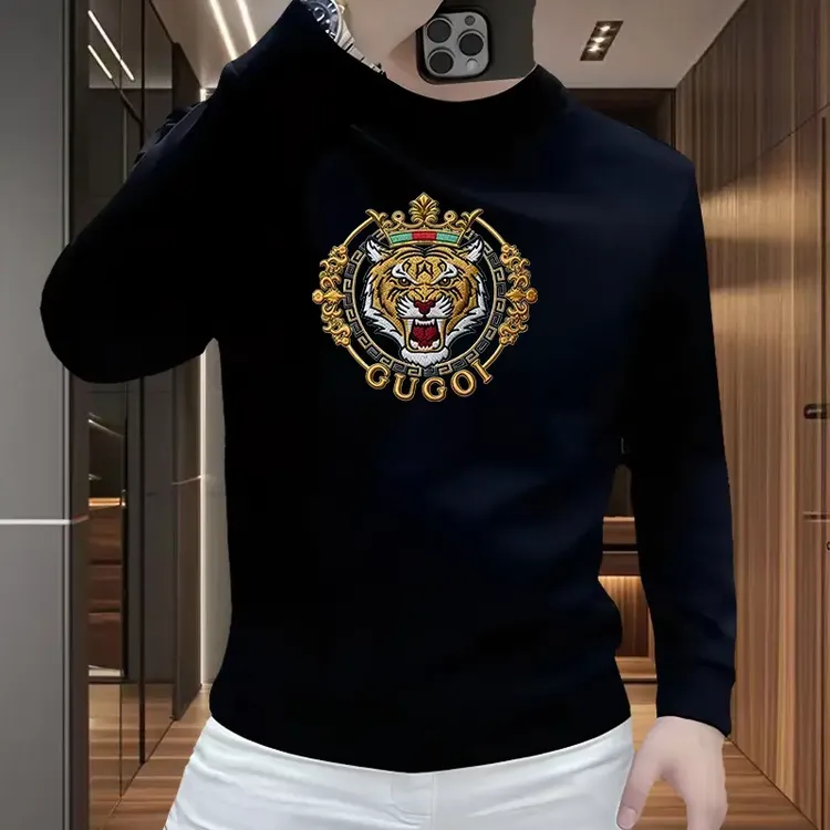 欧货秋冬长袖卫衣潮流时尚老虎印花轻奢高级感个性内搭打底衫上衣