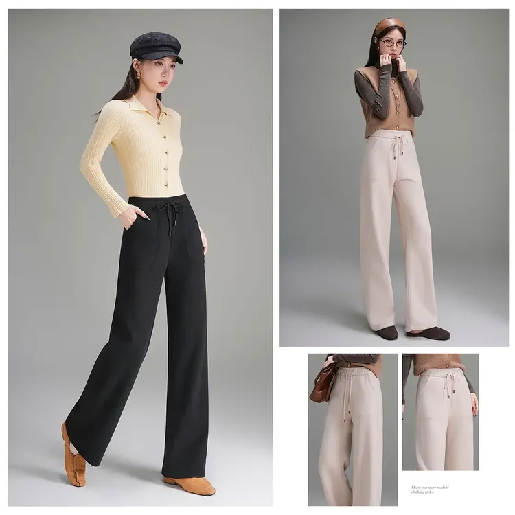 【金标蝴蝶裤】~天丝+山羊绒+桑蚕丝+10A抗菌！女款窄版直筒裤！