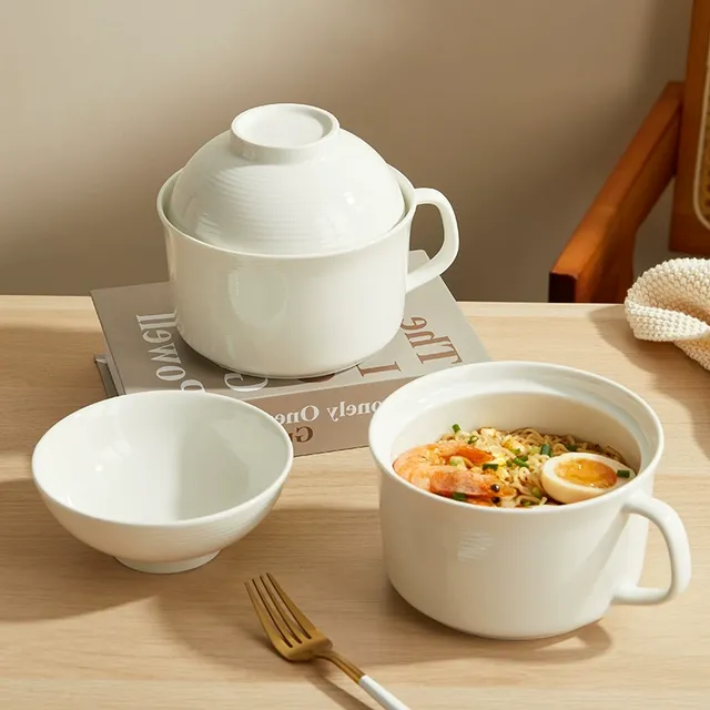 泡面碗带盖家用2024新款陶瓷方便面碗宿舍用学生泡面杯食堂打饭碗