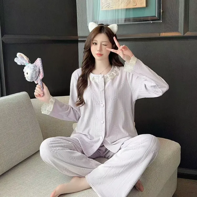 【花田物语】2025年秋冬款可爱舒服海岛绒宽松家居服睡衣套装