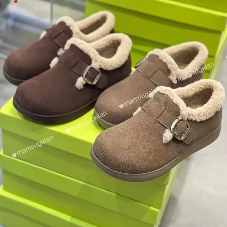 冬季加绒女款时尚百搭防滑保暖软底勃肯鞋鞋子女款爆款2025新款