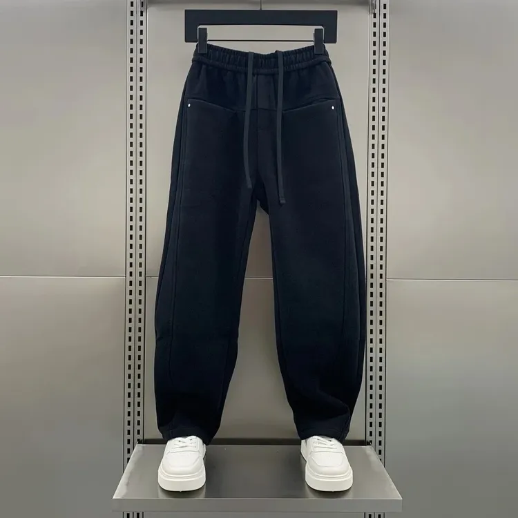 仓石一树加绒加厚直筒卫裤男士潮牌新款痞帅百搭纯色休闲运动时尚
