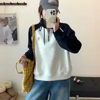 906立领加绒加厚刺绣小南瓜休闲风长袖拼接拉链立领卫衣韩版