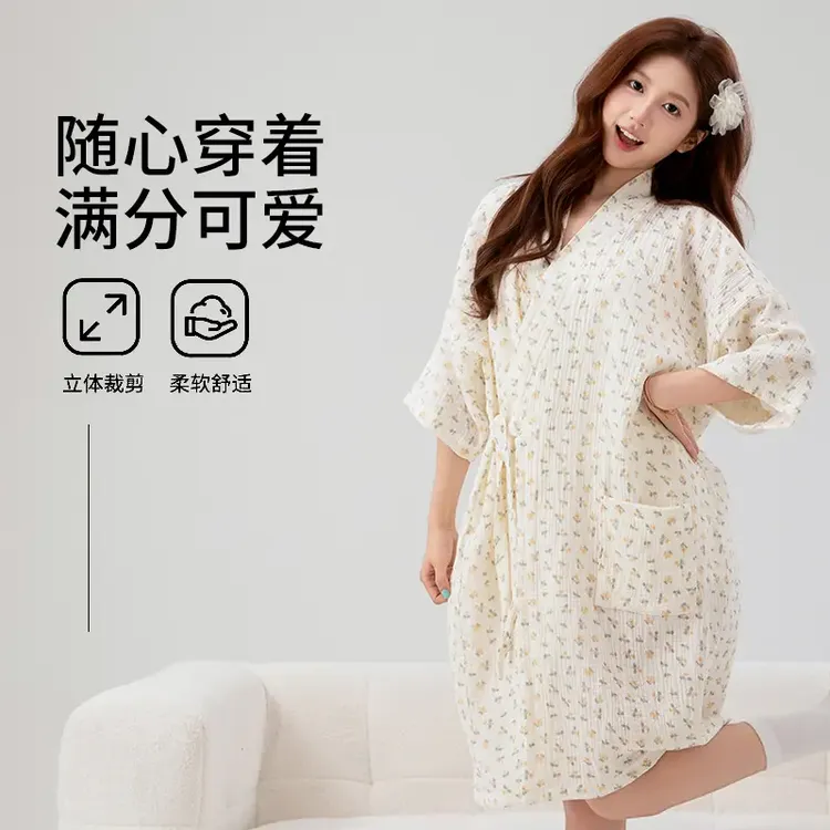 全棉纱布浴巾女大人可穿可裹吸水速干浴袍夏季薄2025新款