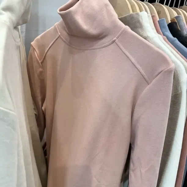 秋冬中领高领慕思双面绒保暖打底衫女长袖修身内搭显瘦洋气上衣