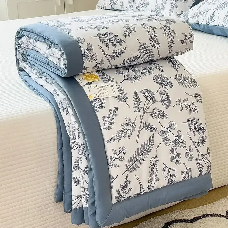 夏季新款可机洗繁花似锦柔软棉夏凉被薄款透气凉感空调被夏被居家