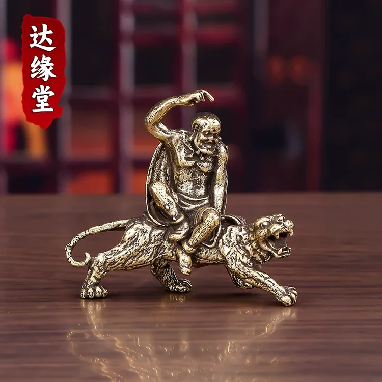 德国品质纯实心雕伏虎罗汉小摆件仿古艺微雕罗汉佛像古玩p9