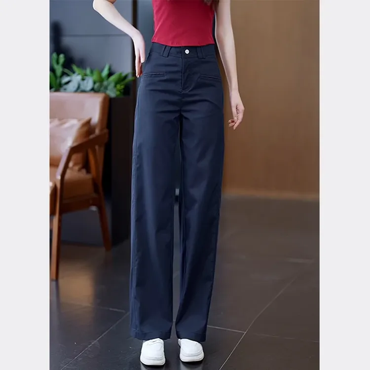 雅鹿春秋季阔腿裤女2025年新款时尚百搭高腰垂感宽松直筒西装裤子
