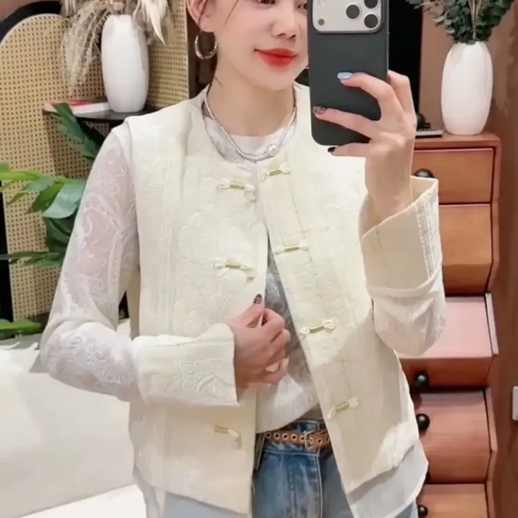 新中式高品质气质国风蕾丝马甲套装