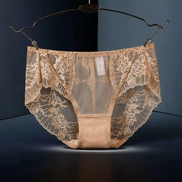 韩国蕾丝女士内裤中腰性感无痕镂空大码透气舒适时尚棉裆三角裤头
