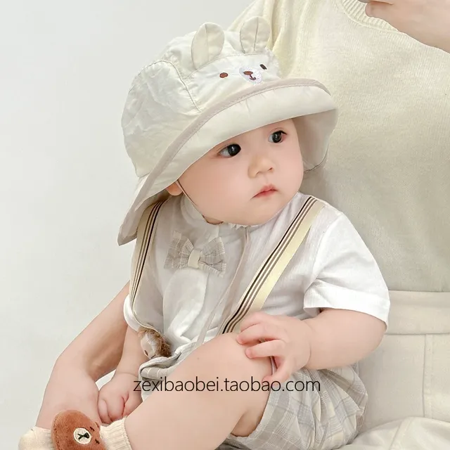 宝宝遮阳帽大帽檐夏季薄款速干渔夫帽男女宝婴儿防晒帽子2024新款