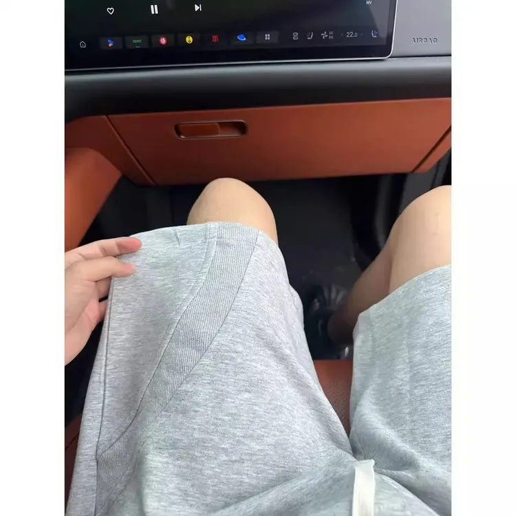 花灰色解构斜切休闲短裤男夏季美式重磅透气运动卫裤直筒四五分裤