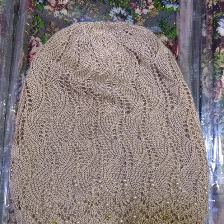 圆顶花朵化疗后帽春秋镂空编织时尚百搭女士套头帽遮白发帽子针织