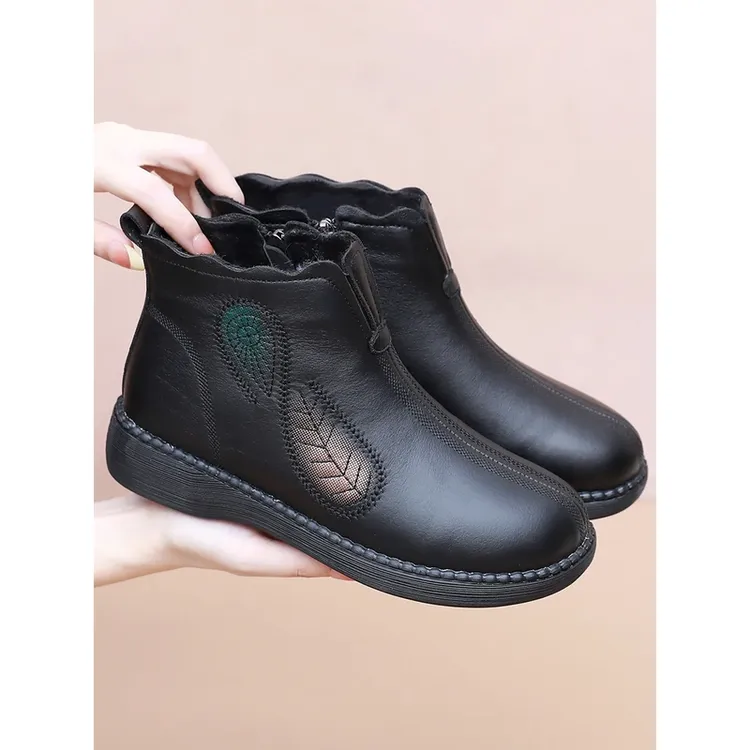 冬季老北京布鞋女棉鞋加绒加厚保暖妈妈鞋中老年人软底防滑棉靴子