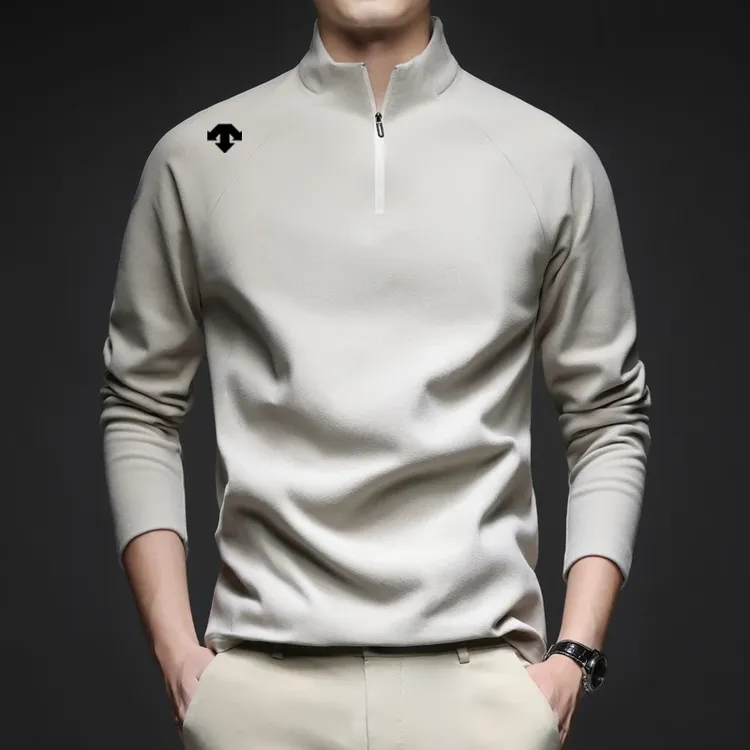 奥特莱斯撤柜丨迪桑家德绒秋冬保暖内搭t恤打底衫半高拉链领男士