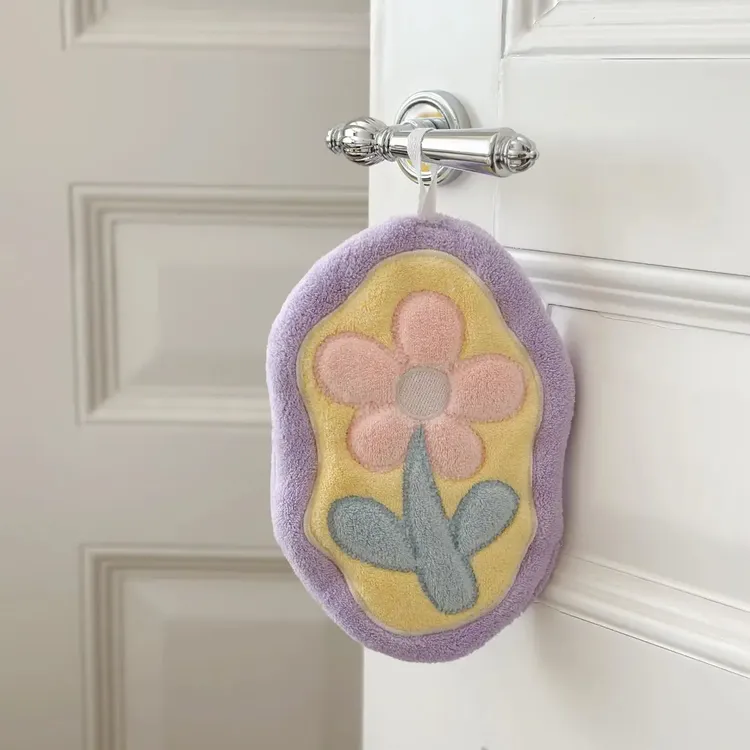 可爱花花擦手巾可挂式强吸水速干家用不掉毛儿童手帕洗手间厚抹布